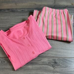 Talbots Intimates Pajama Set Size M Cotton 2-Pc Lounge Leisure Old Money Classic